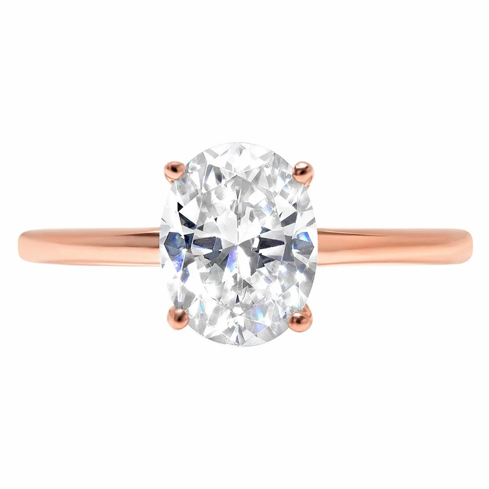 18K Rose Gold Oval Cut Diamond Engagement Ring size 3.5 N9968