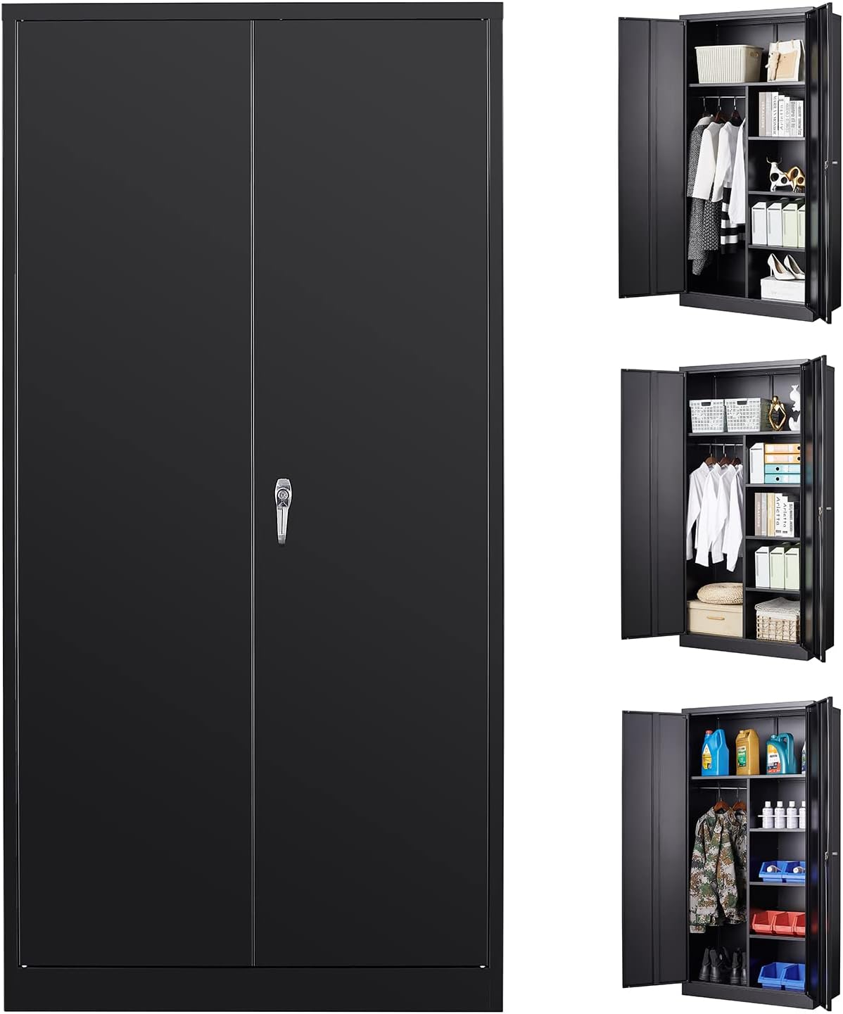 Metal Storage Cabinet with Locking Door and 2 Adjustable Shelves E440