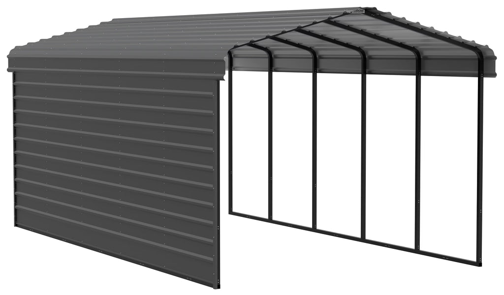 Galvanized Steel Carport Kit, 12' x 24' x 9', Charcoal Y732228