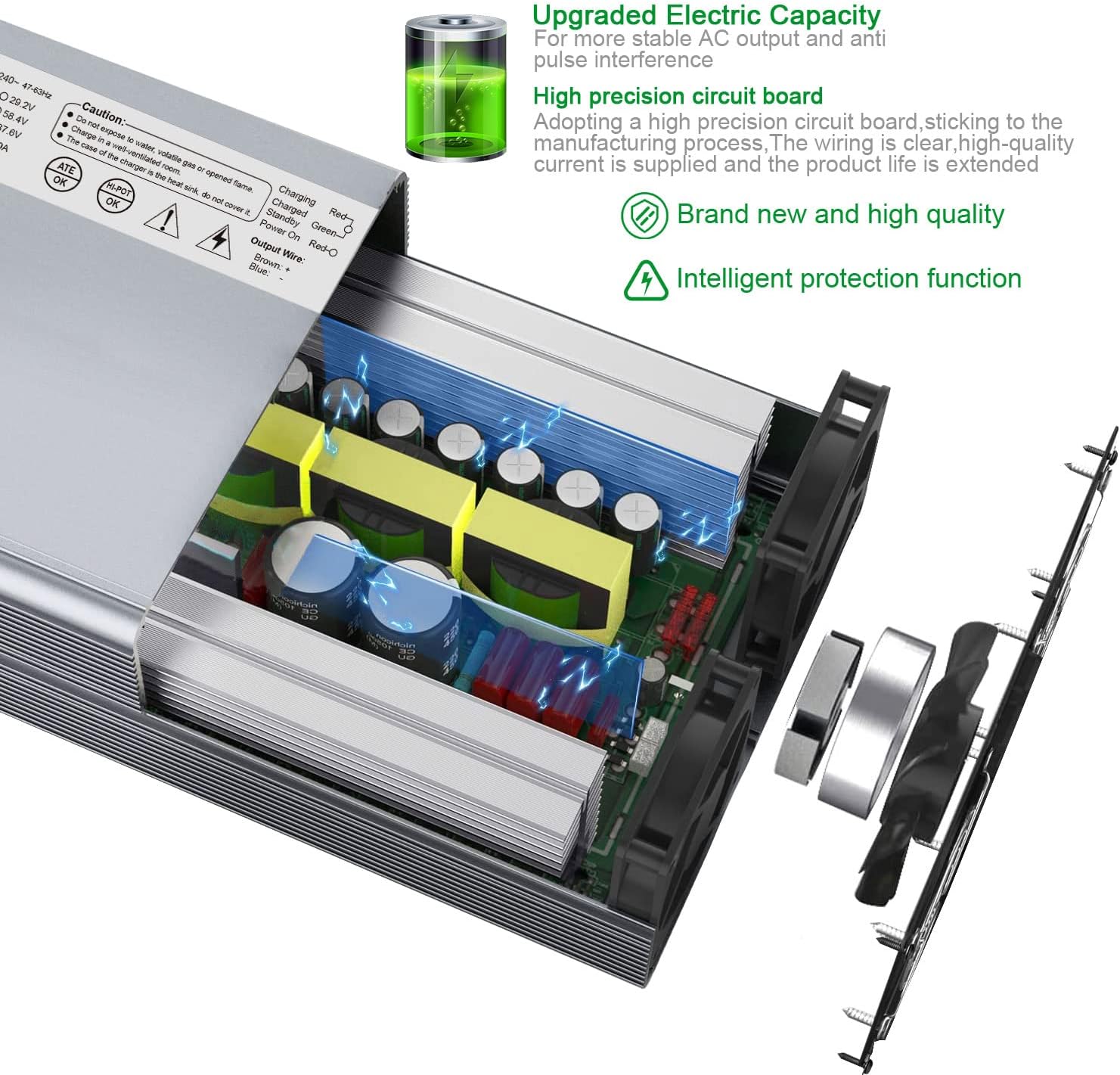 14.6V 10A AC/DC Battery Charger for 12.8V Lithium Iron Phosphate Battery, Pack of 2 V206