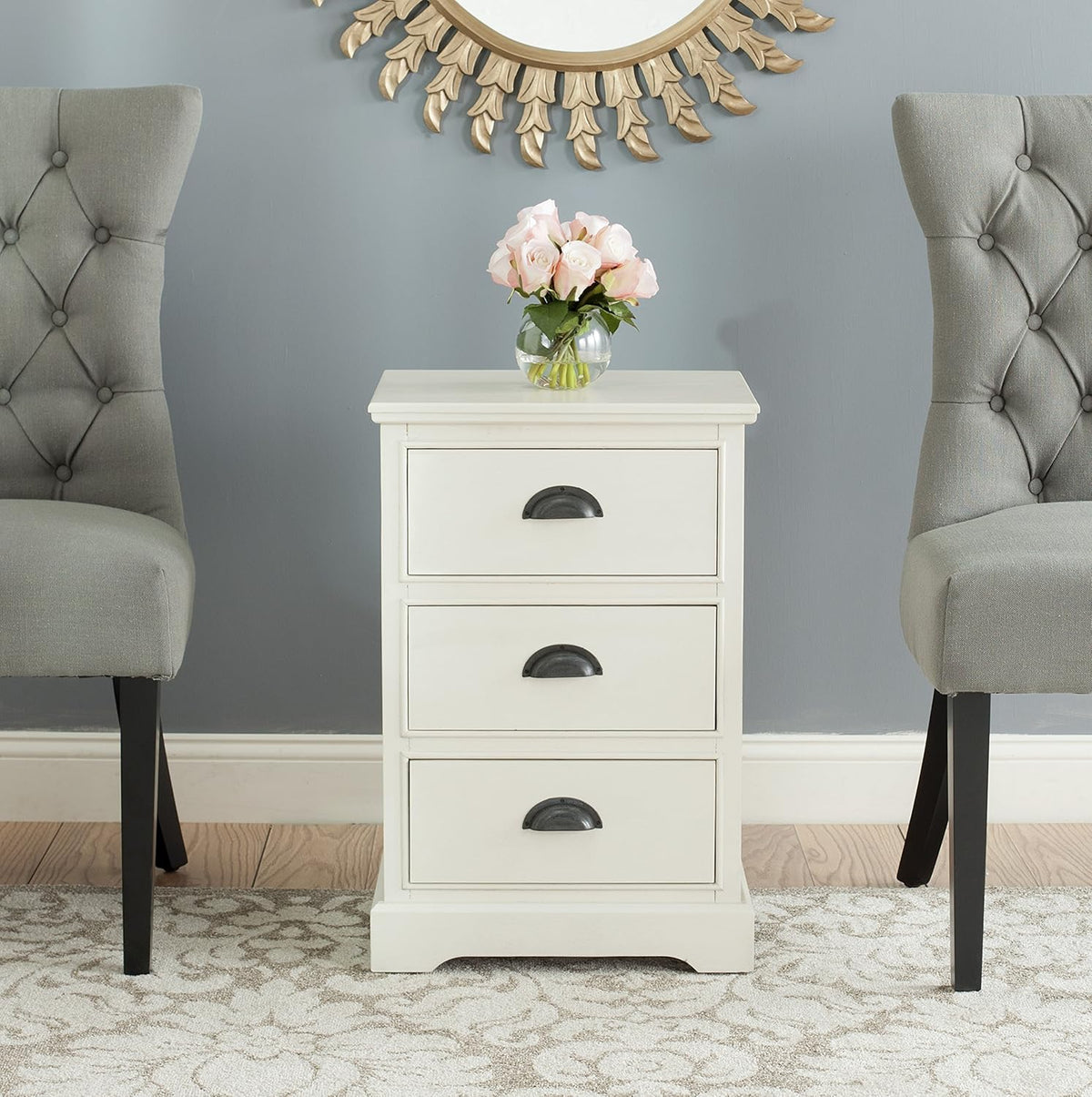 Grey 3 Drawer Side Table N53960