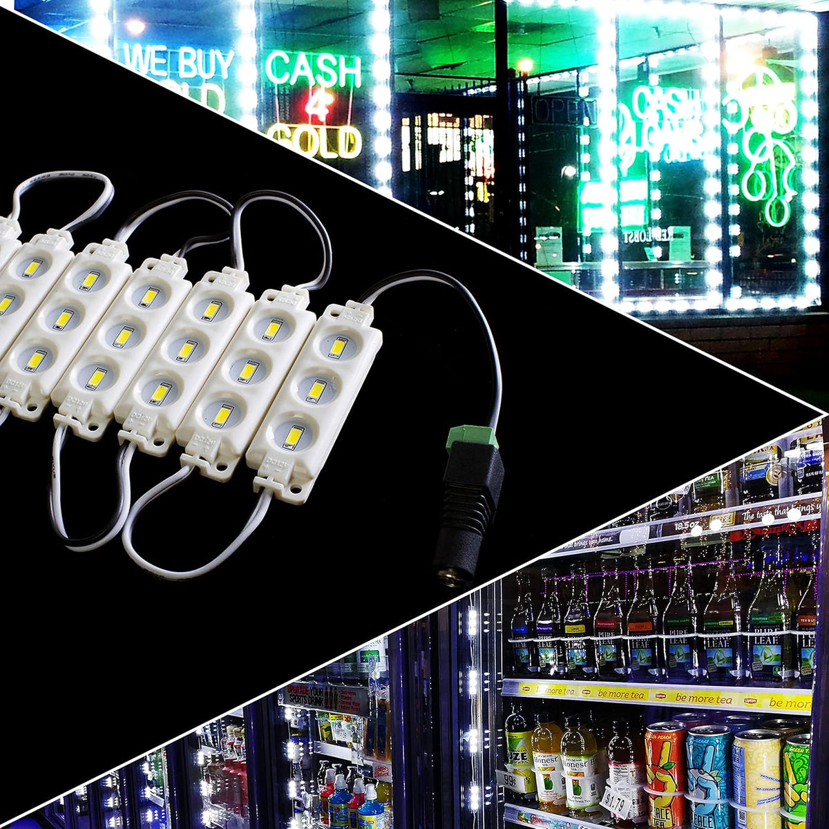 60ft Super Bright Pure White LED Module with UL 12v AC Power Supply K64810