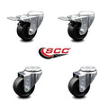 Swivel Bolt Caster Set of 4 with 3.5x22 Wheel, 2 with TTL Brakes Y7866