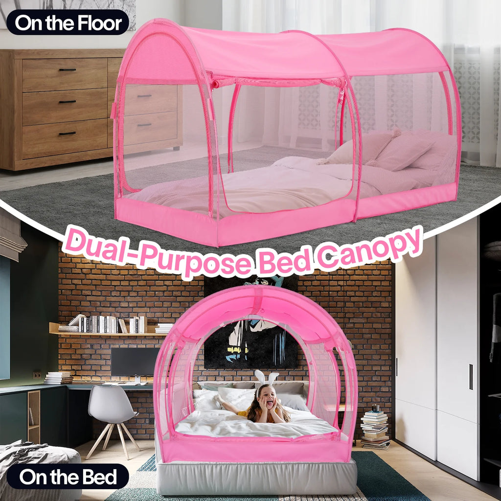 Twin Size Pink Bed Tent Mosquito Net Privacy Space G505190