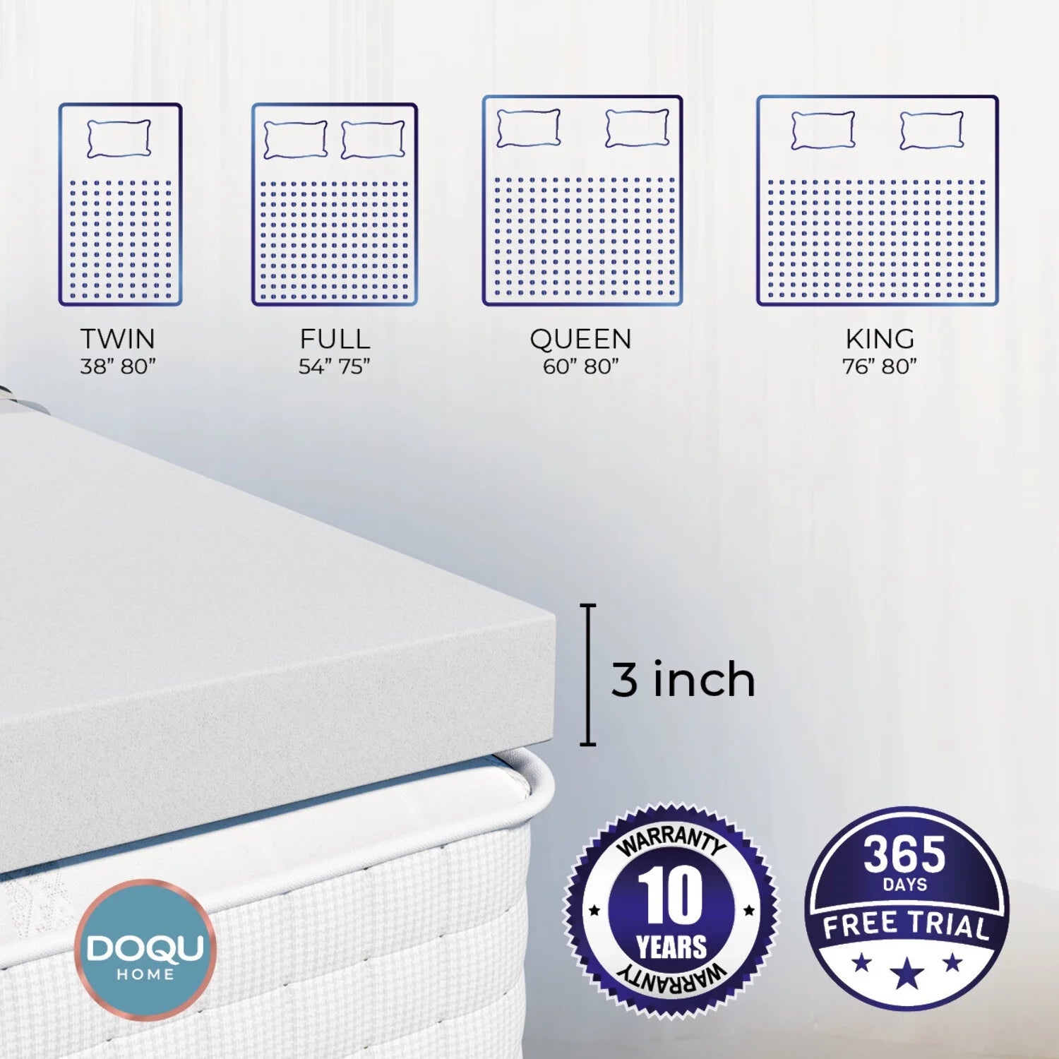 3" Memory Foam Mattress Topper R217202