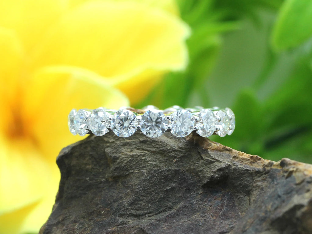 14K White Gold Over Sterling Silver Eternity Wedding Band Ring S598724