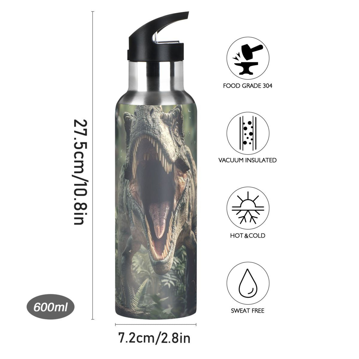 Insulated Thermos Kids Stainless Steel Bottle with Straw Lid Flask 20 oz M52628