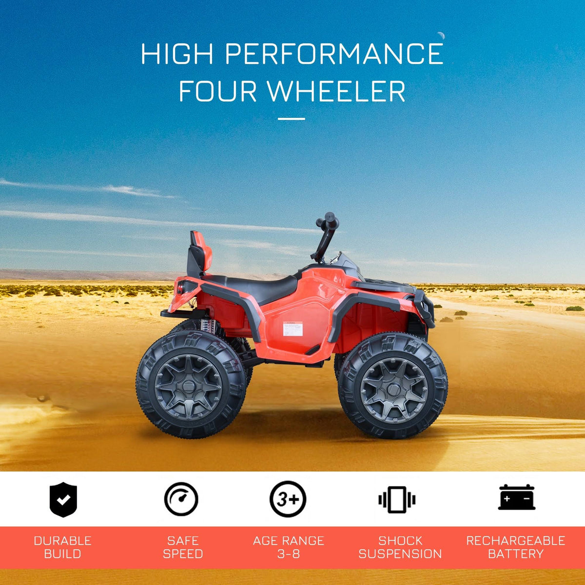 White Kids Ride-On ATV Car with Working Headlights T8180