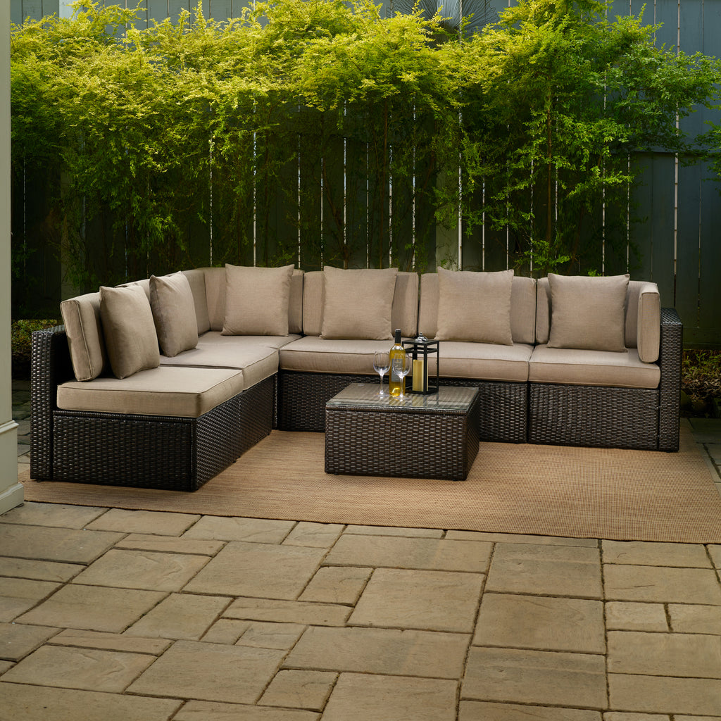 Tan Resin Wicker Modular Sectional A93988