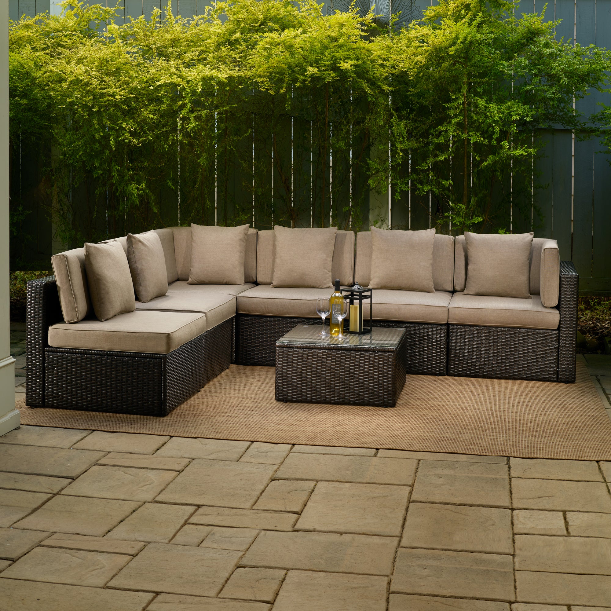 Tan Resin Wicker Modular Sectional A93988