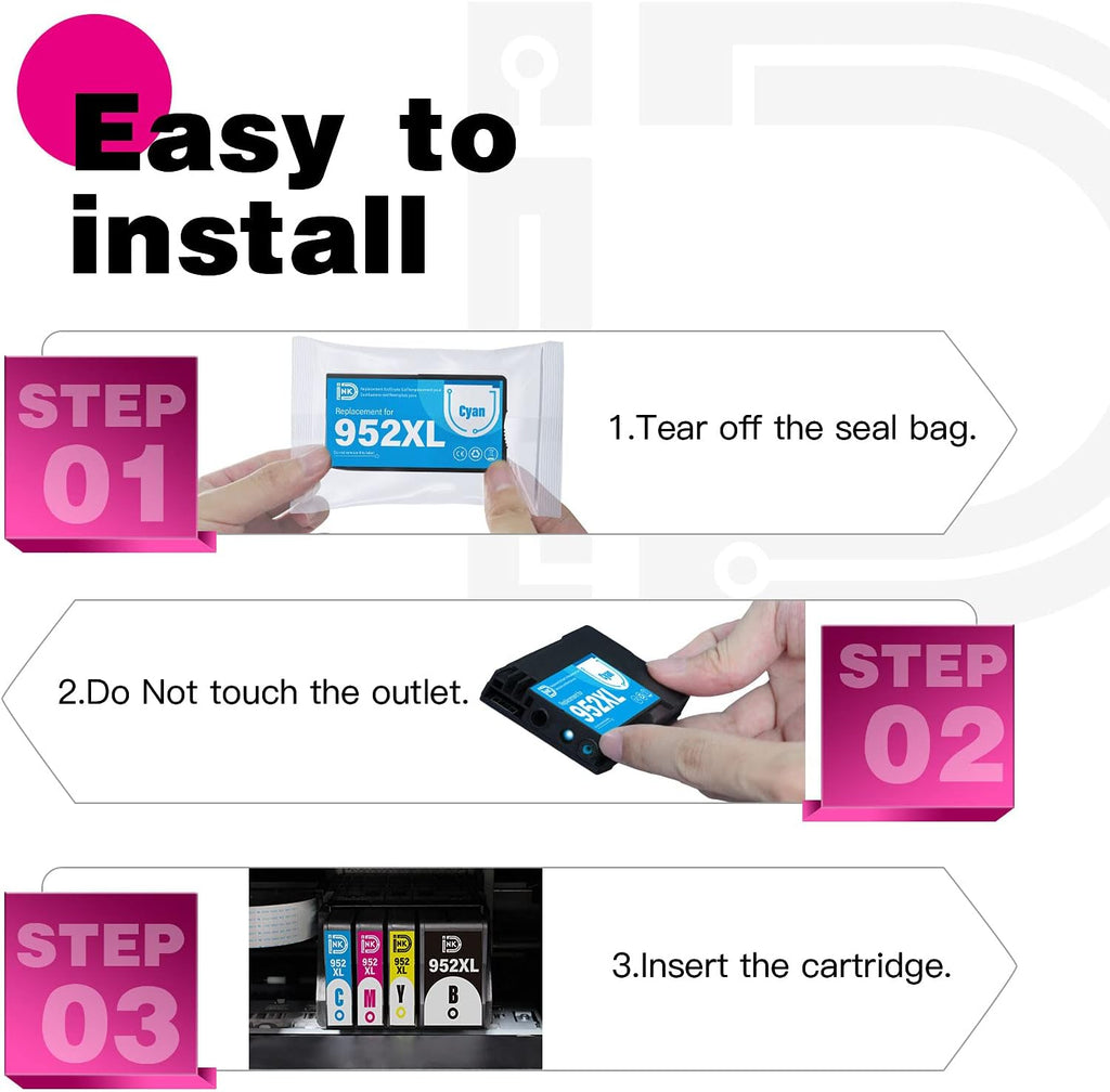 Compatible Ink Cartridges for HP 952 XL OfficeJet Pro Printers, 5-Pack U17527