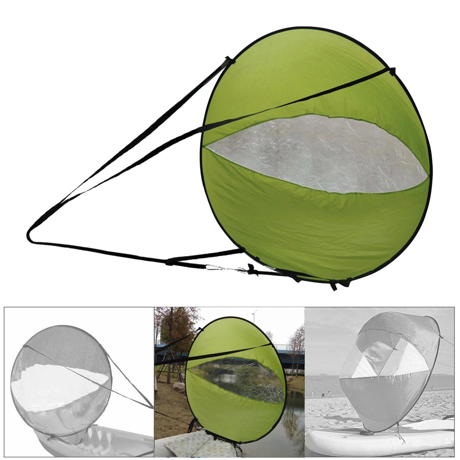 Green Wind Sail Kayak Wind Sail 108x108cm with Transparent Window T6179