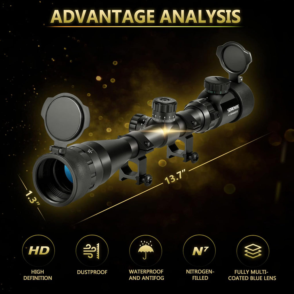 4-16x44 AO Rifle Scope with Red/Green Reticle Illuminated, Locking Turret, Sunshade and 20mm Rail Mount, Pack of 2 Z307525