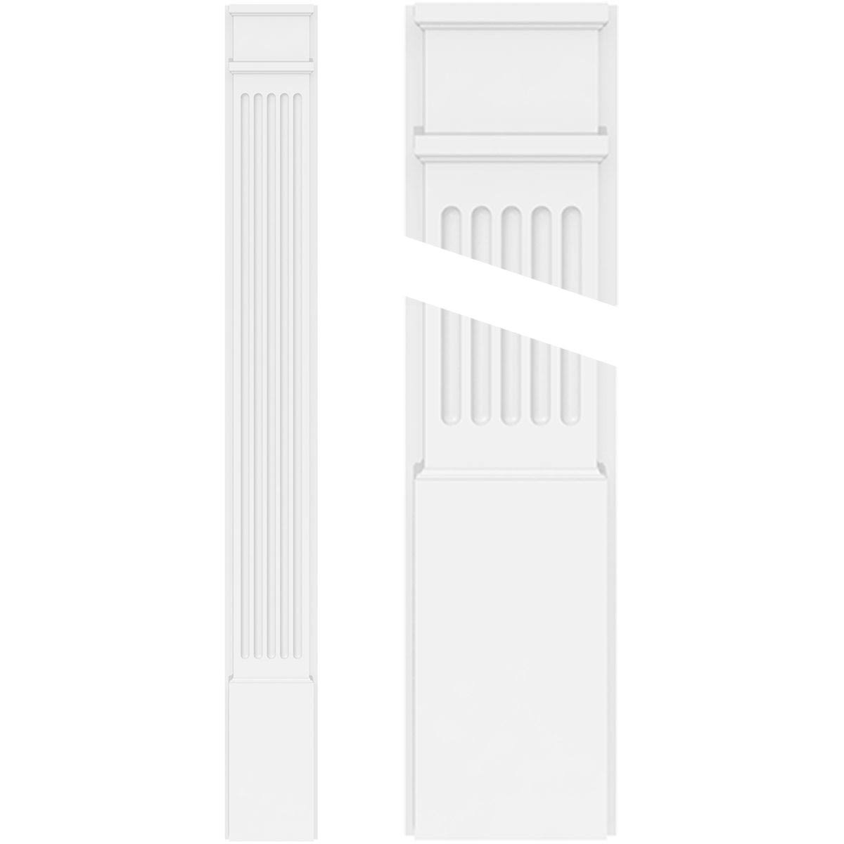 Fluted PVC Pilaster with Decorative Capital & Base (Pair) X916