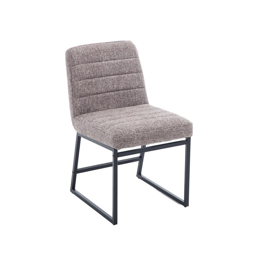 Linen Upholstered Dining Chairs with Black Metal Legs, Set of 2 S8765