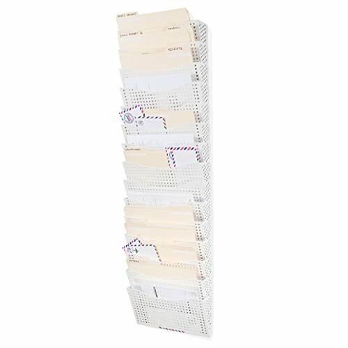 White Steel Wall File Holder Organizer Y94975