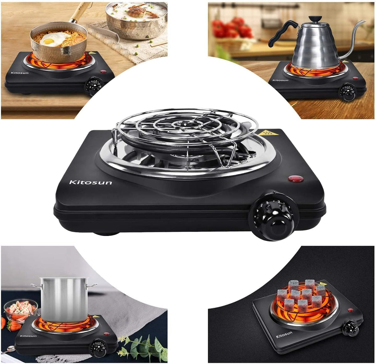Single Hot Plate Electric Stove with Stainless Steel Grill (1000W) Pack of 2 H751