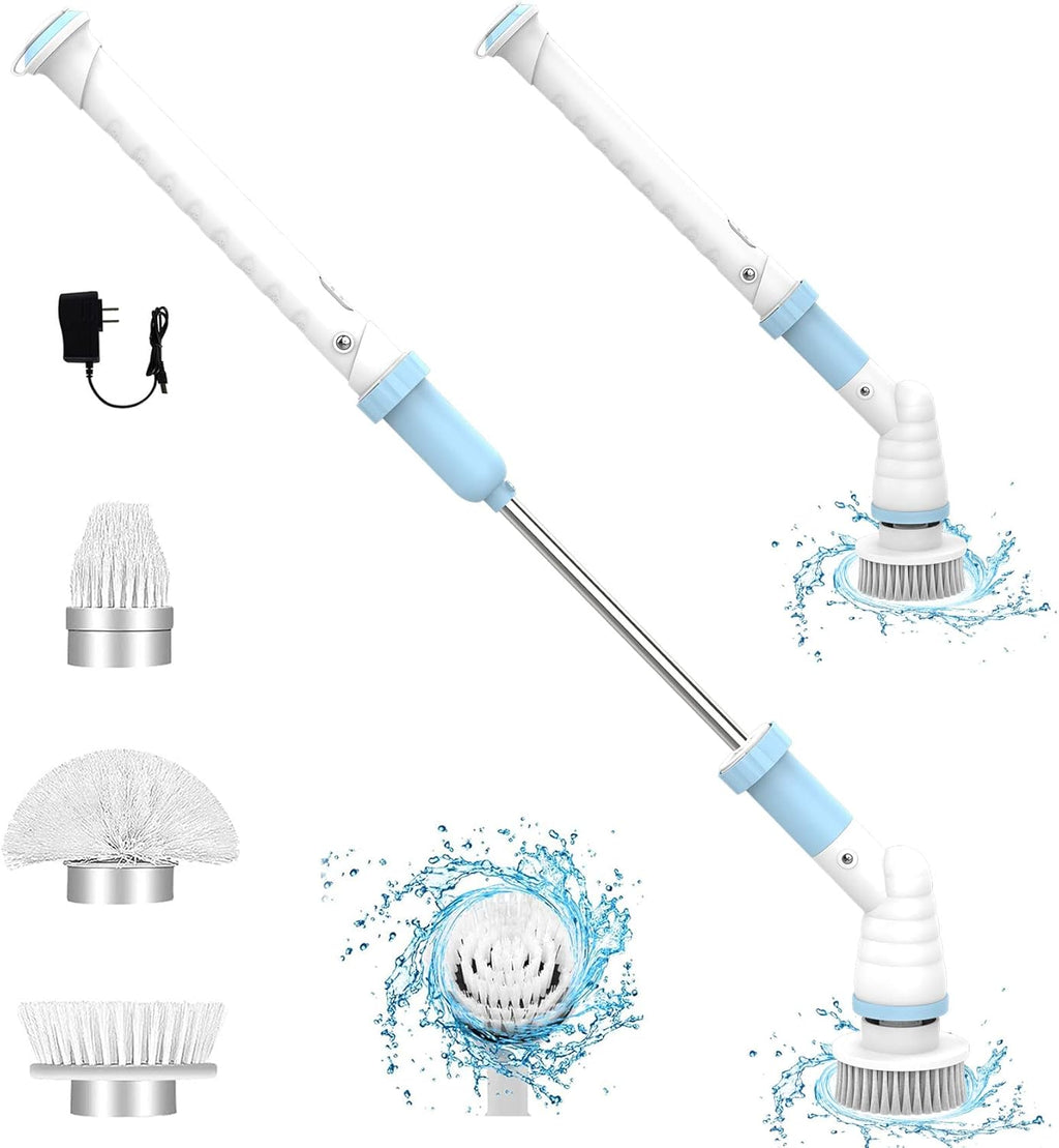 Electric Cleaning Brush with Long Handle, Cordless, 3 Brush Heads, Pack of 2 W566759