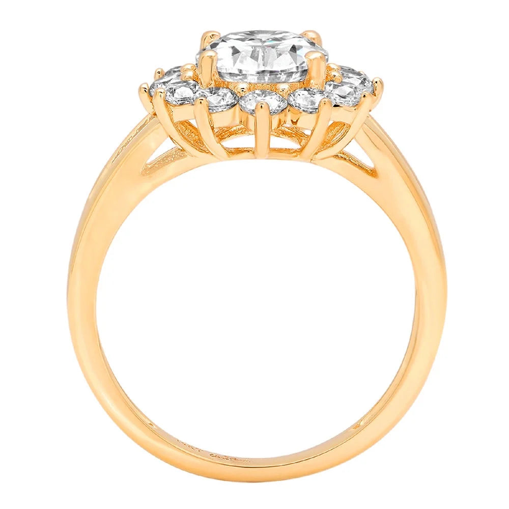 14K Yellow Gold Halo Engagement Ring with Diamond V8623