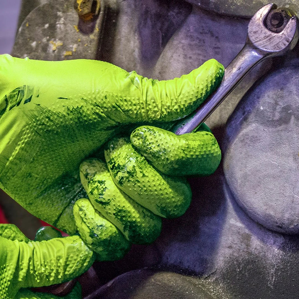 Green Nitrile Disposable Gloves 6 Mil Textured Large 200 X66507