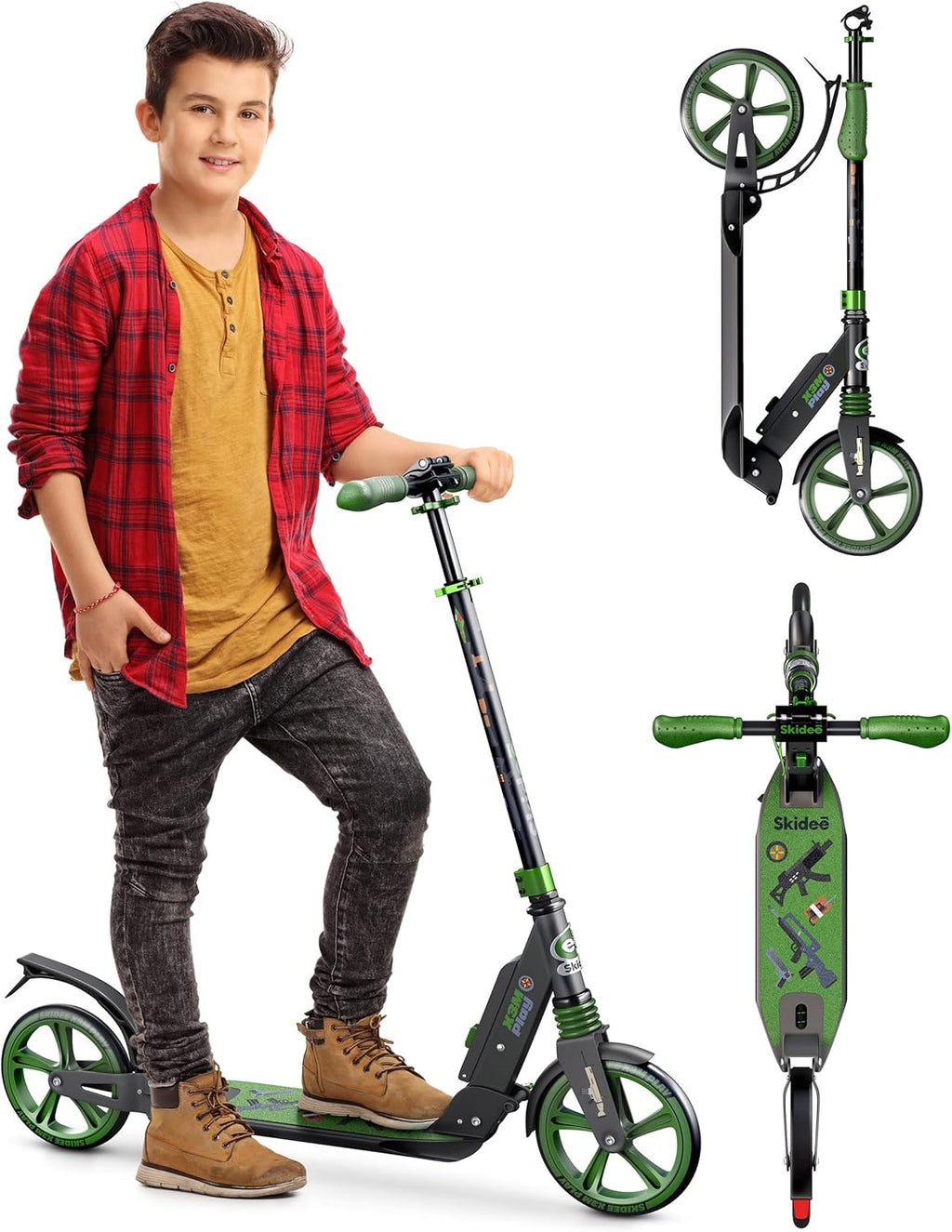 Scooter with Anti-Shock Suspension, 4 Adjustment Levels Handlebar Up to 41 Inches High C2848