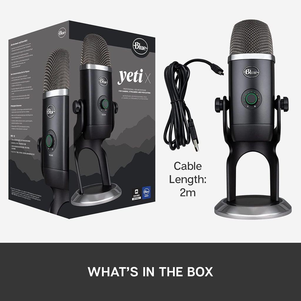 Blue Yeti X Professional Condenser USB Microphone with High-Res Metering, LED Lighting R184934