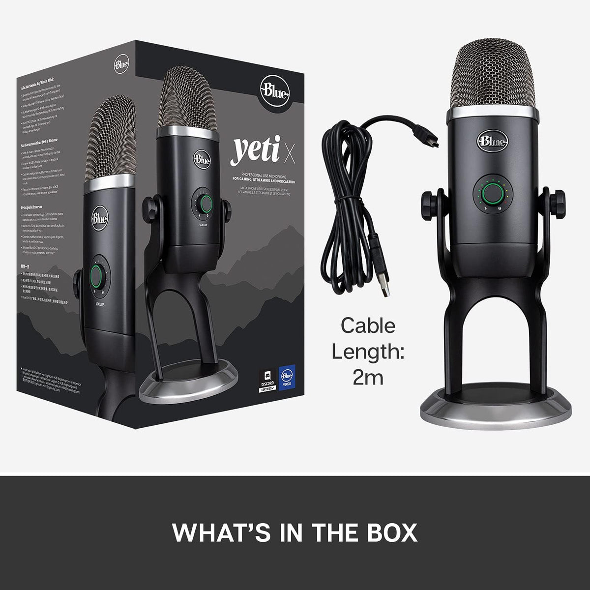 Blue Yeti X Professional Condenser USB Microphone with High-Res Metering, LED Lighting R184934