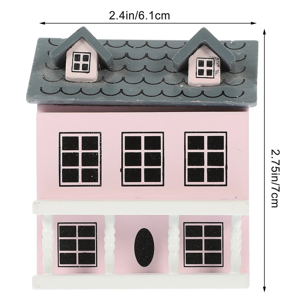 2 Pack Doll House Mini Furniture Pink Villa Ornament Tiny Decor Miniatures Hut Figurine Model I308263