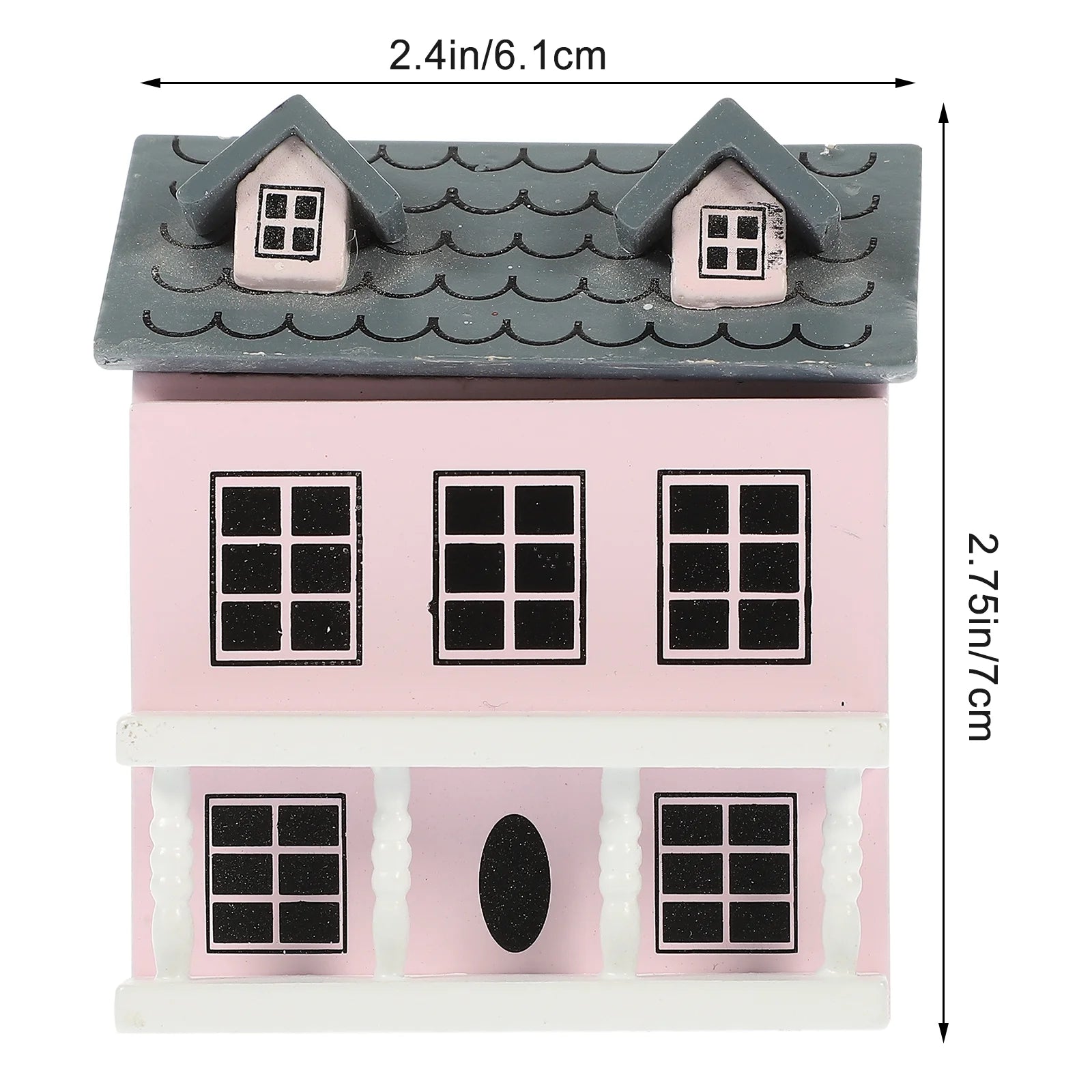 2 Pack Doll House Mini Furniture Pink Villa Ornament Tiny Decor Miniatures Hut Figurine Model I308263