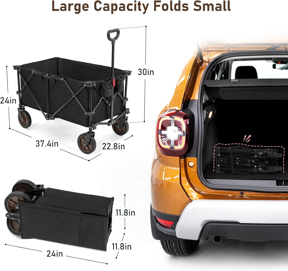 Heavy Duty Collapsible Folding Wagon Utility Cart with Universal Wheels & Adjustable Handle B46111