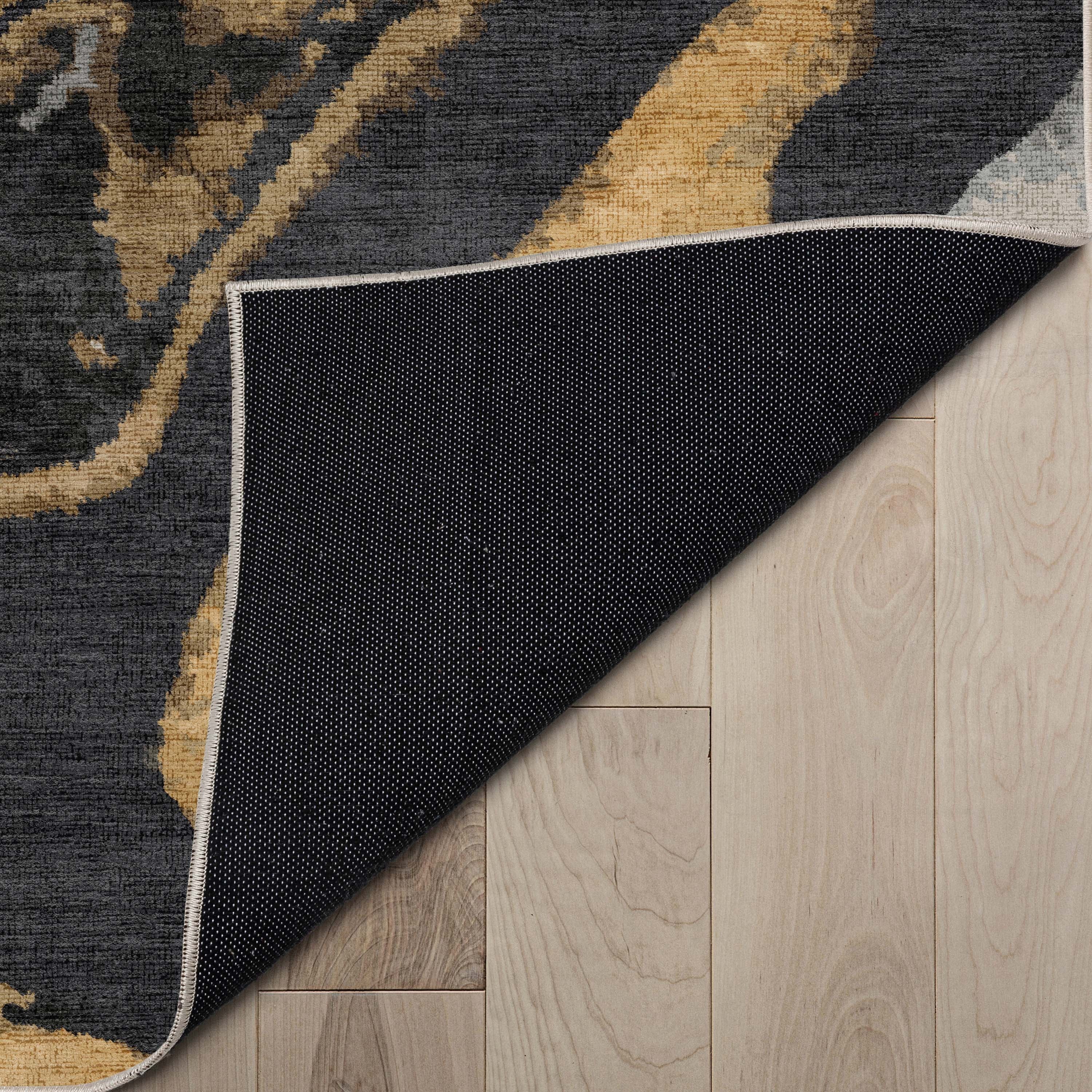 Black Gold Flatweave Area Rug W901682