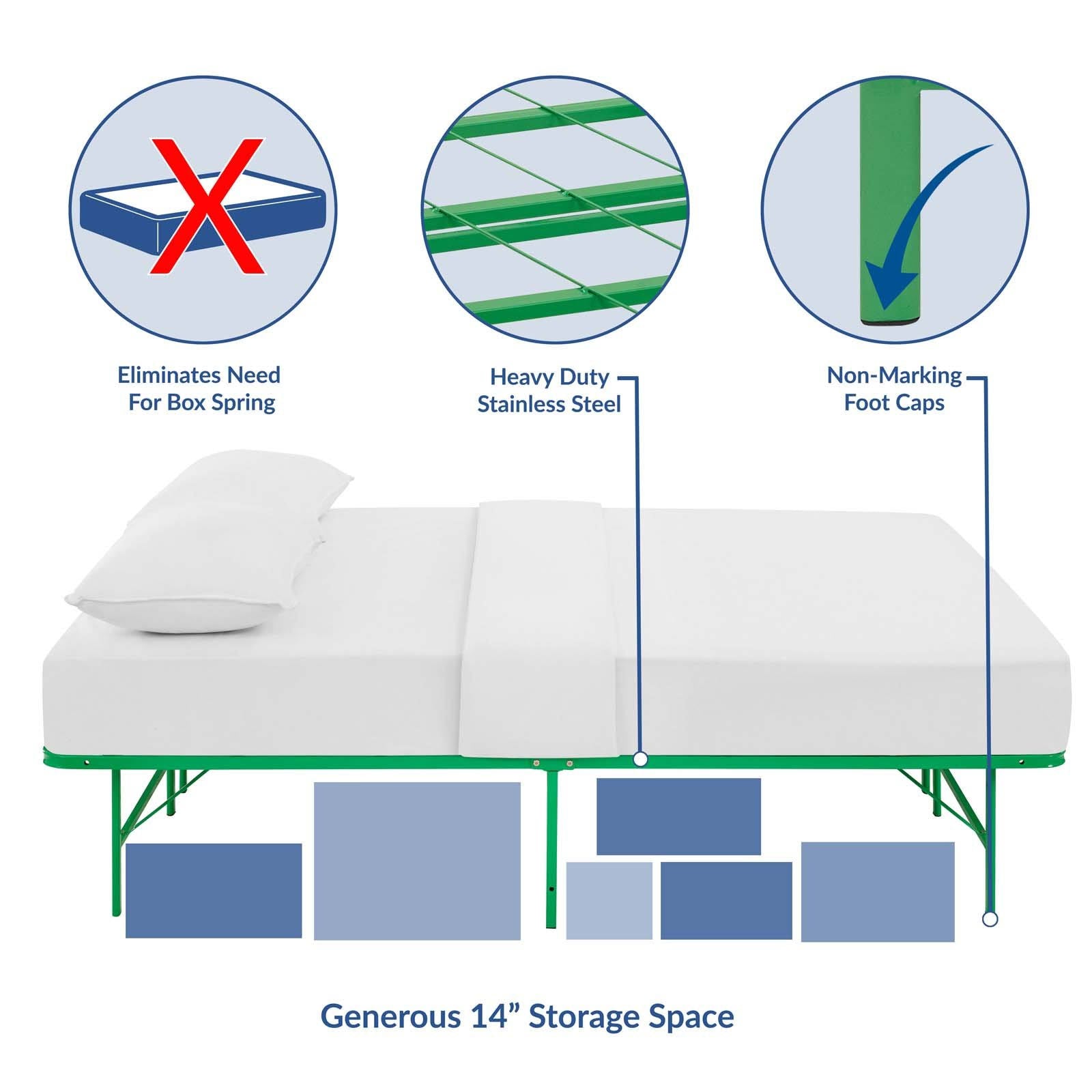 Green Full Stainless Steel Bed Frame X567758
