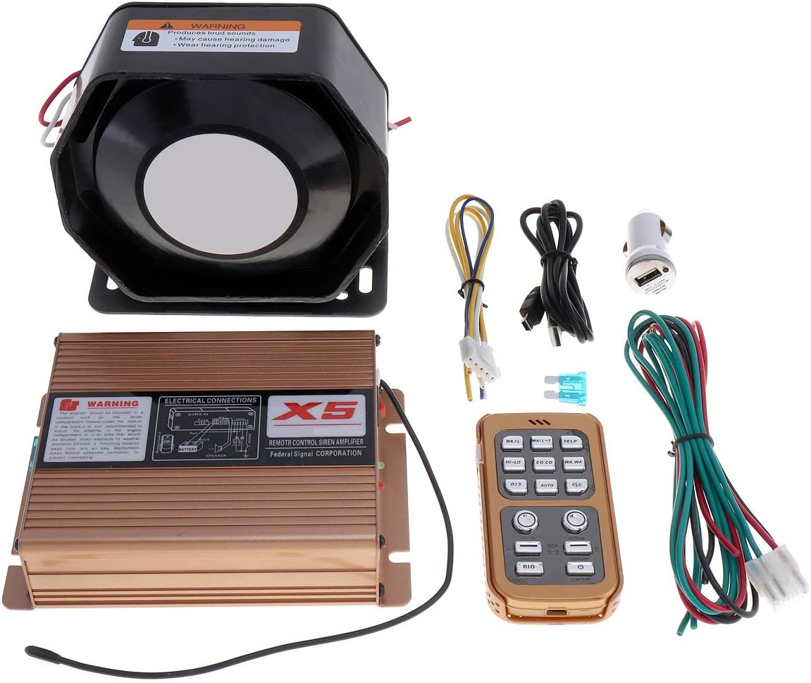 DC12V 400W 8 Sound Car Alarm Siren Horn Speaker with Remote Control S7494