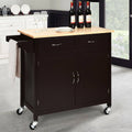 Brown Wooden Top Rolling Kitchen Cart L408