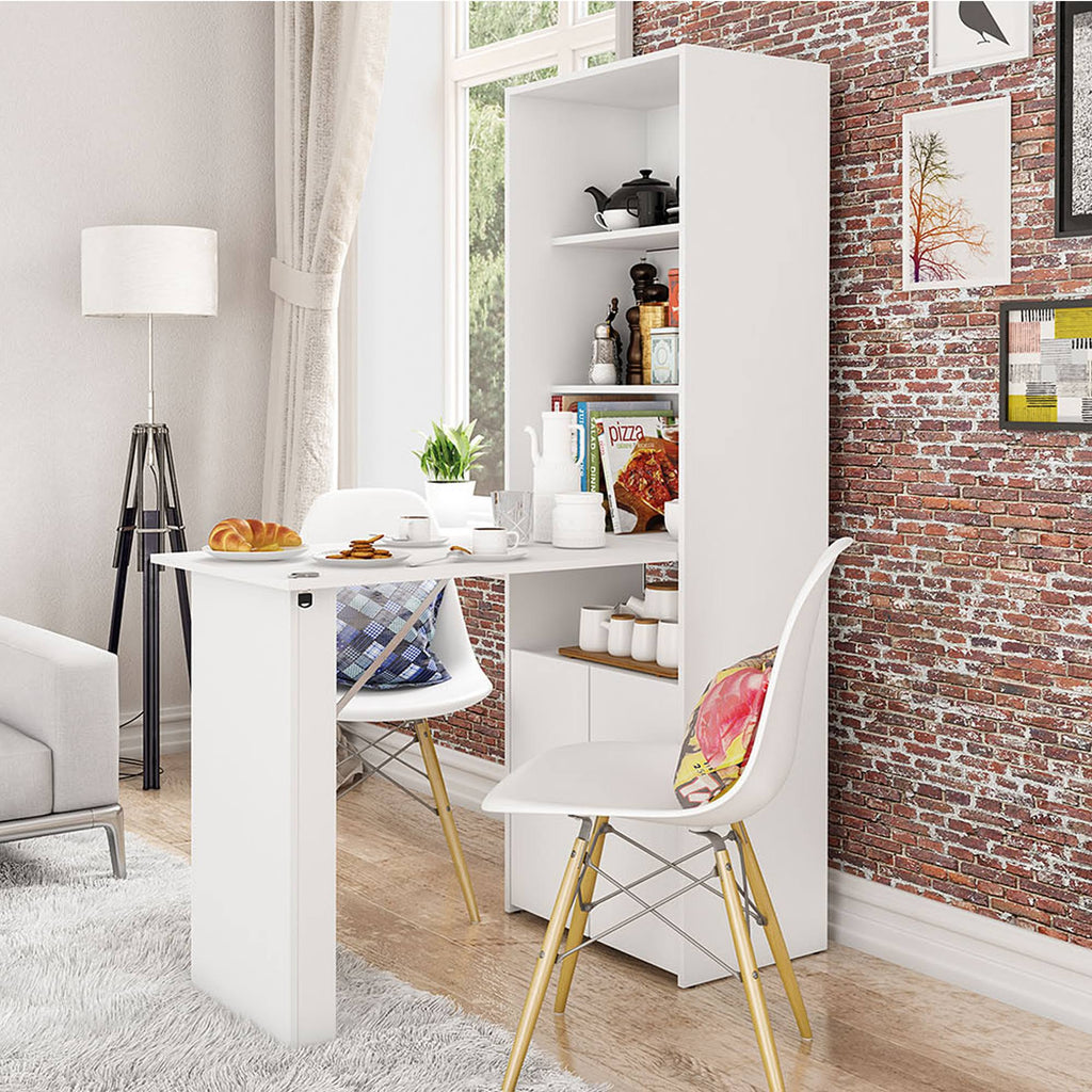 White Multipurpose Cabinet with Desk F849