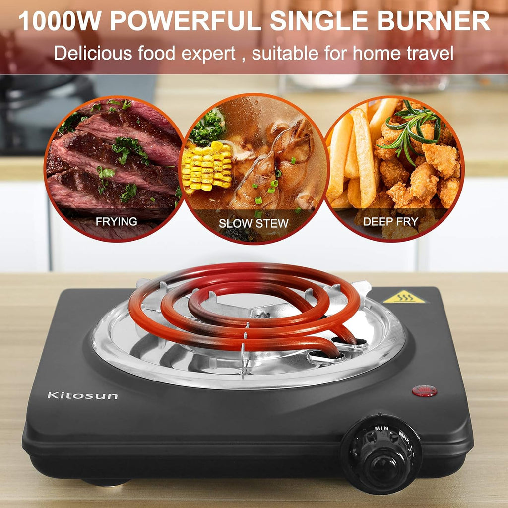 Single Hot Plate Electric Stove with Stainless Steel Grill (1000W) Pack of 2 H751