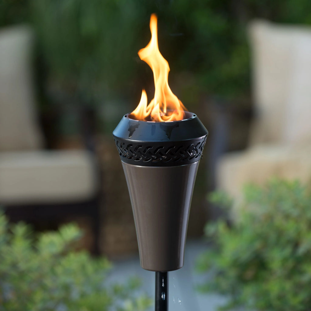 2-Pack 66 inch Outdoor Tiki Torch Metal Brown Q296108