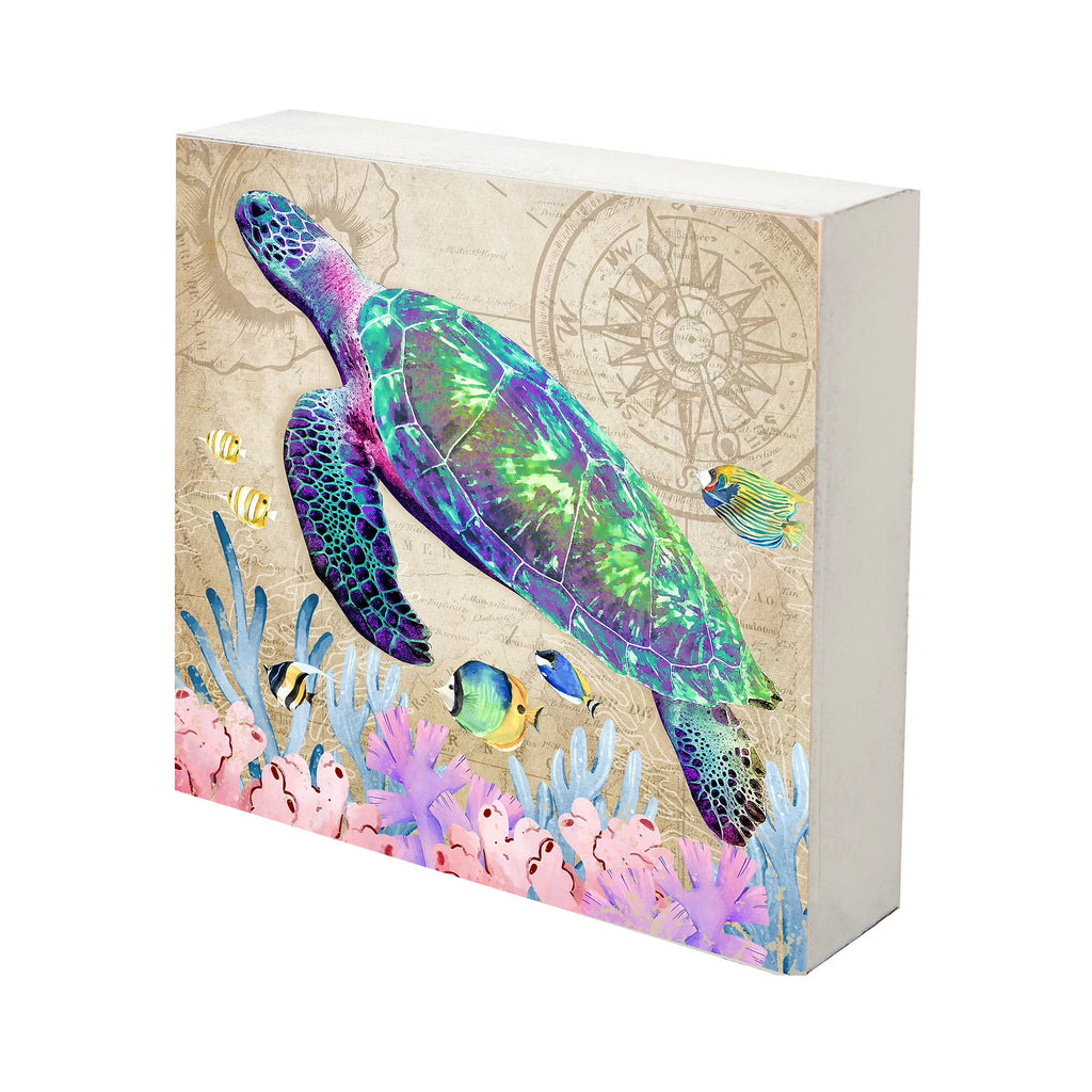 Turtle Art Canvas Shadow Box - 10x10 W13330
