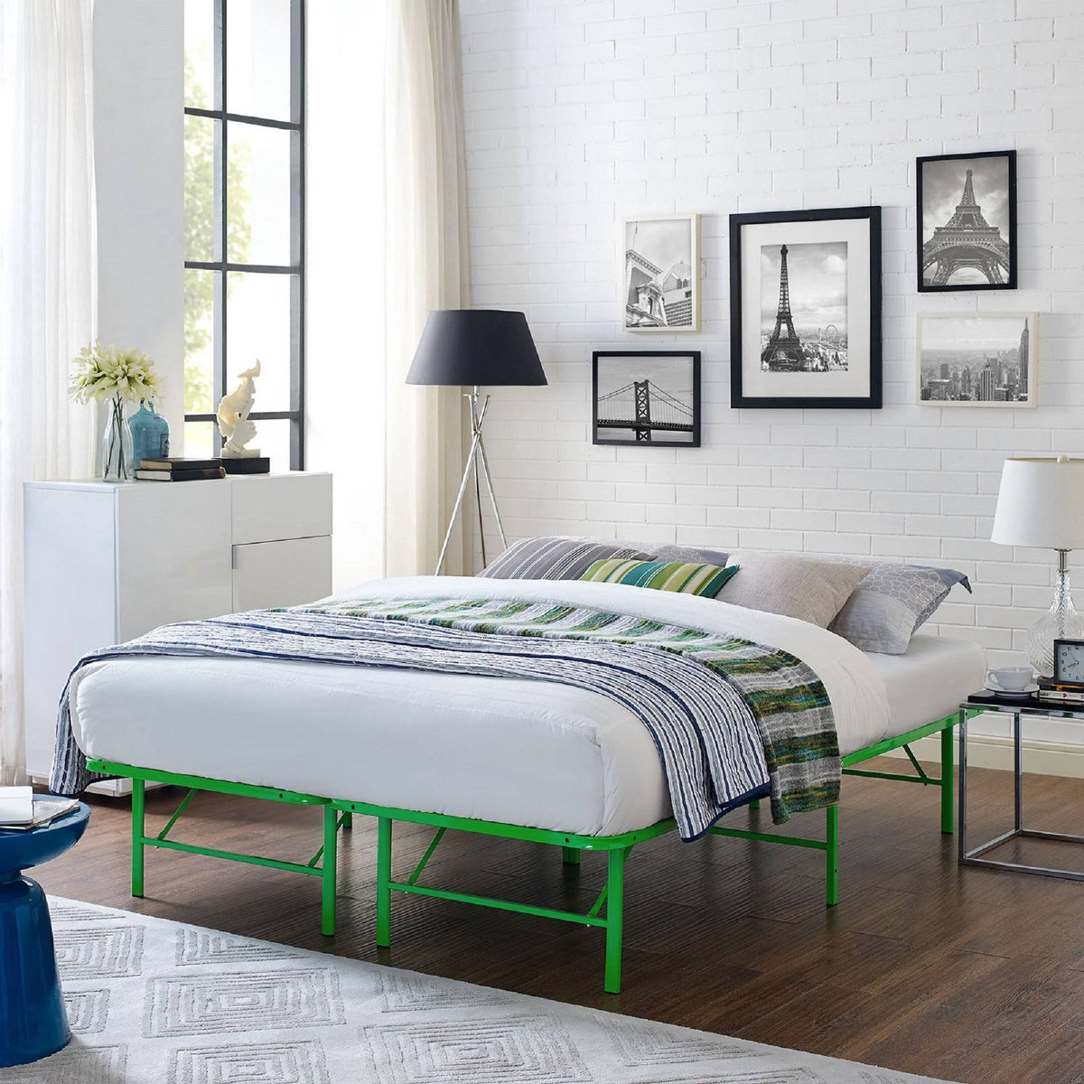 Green Full Stainless Steel Bed Frame X567758