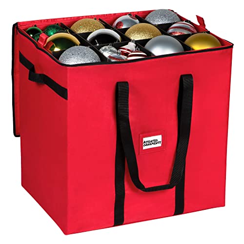 Christmas Ornament Storage Container with 4 Individual Trays, Heavy Duty 600D Tear Resistant Material K319