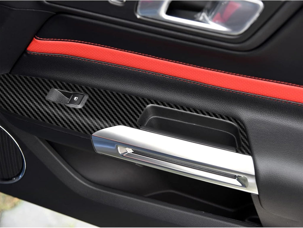 Carbon Fiber Texture Vinyl Wrap Center Console Dashboard Cover for Mustang 48PCS Black Z2791