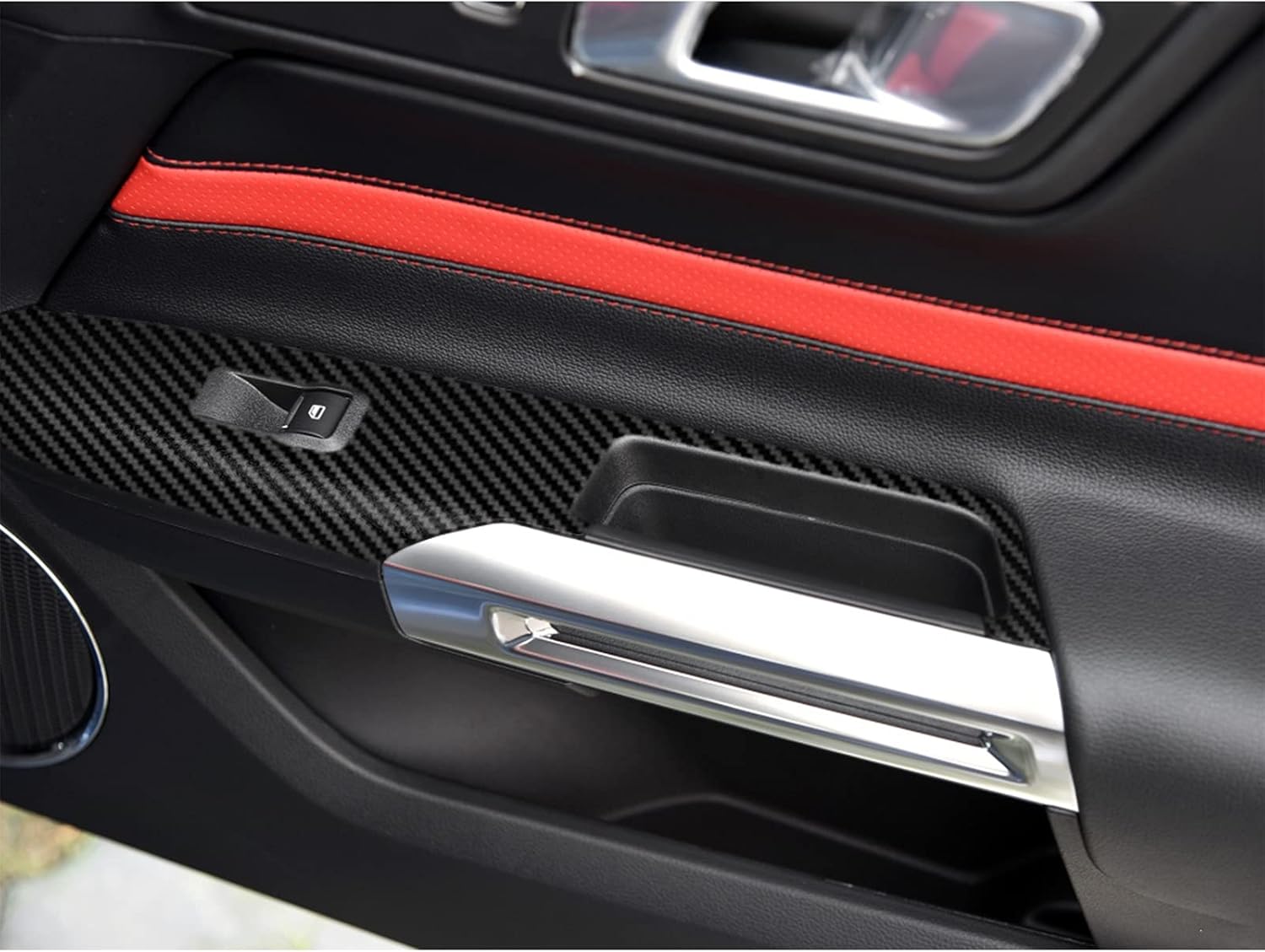 Carbon Fiber Texture Vinyl Wrap Center Console Dashboard Cover for Mustang 48PCS Black Z2791