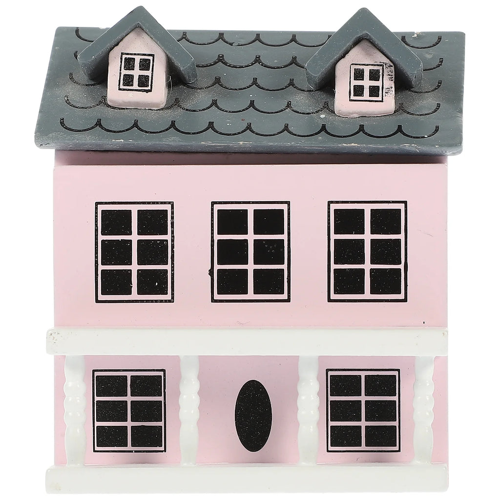 2 Pack Doll House Mini Furniture Pink Villa Ornament Tiny Decor Miniatures Hut Figurine Model I308263