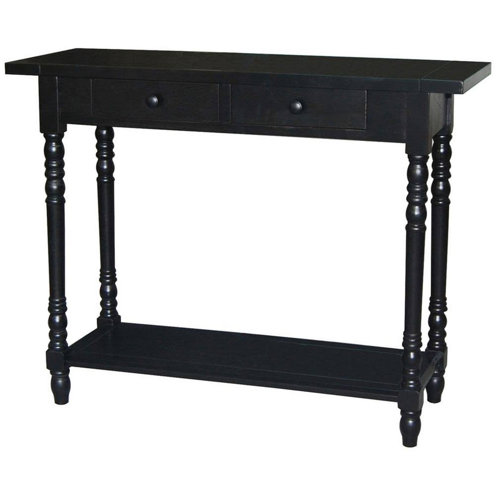 Black Rectangle Wood Console Table with Drawers B7182
