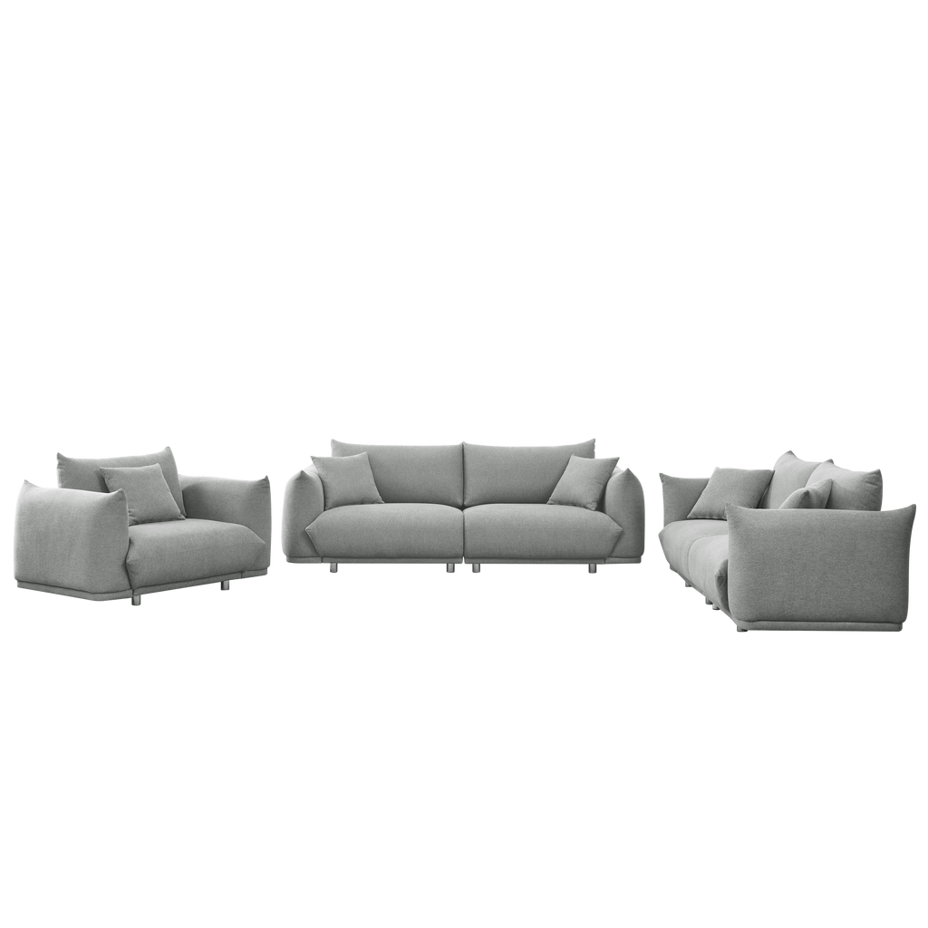 3-seater + 2-seater + 1-seater Combination Sofa with Solid Wood Frame and Metal Legs, 5 Pillows B2414
