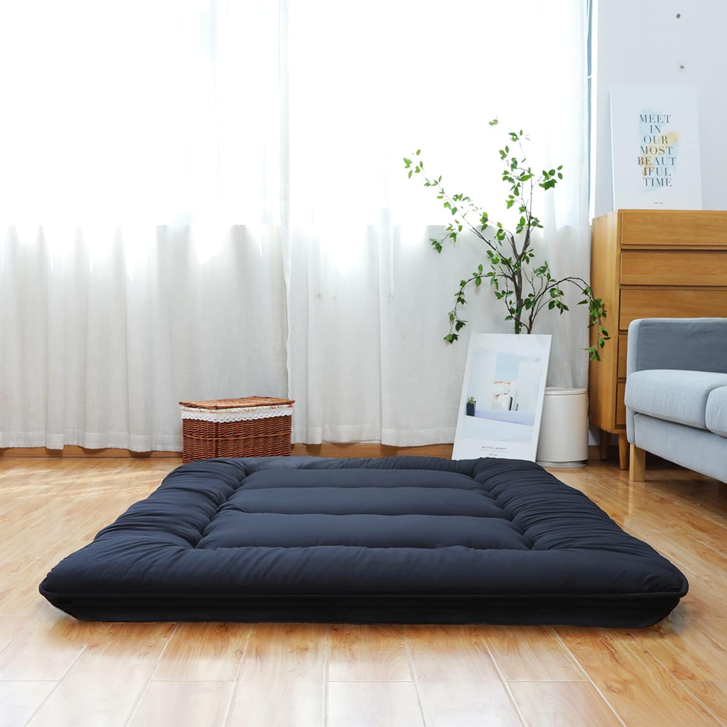 Japanese Floor Mattress Foldable Tatami Mat with Washable Cover Z94150