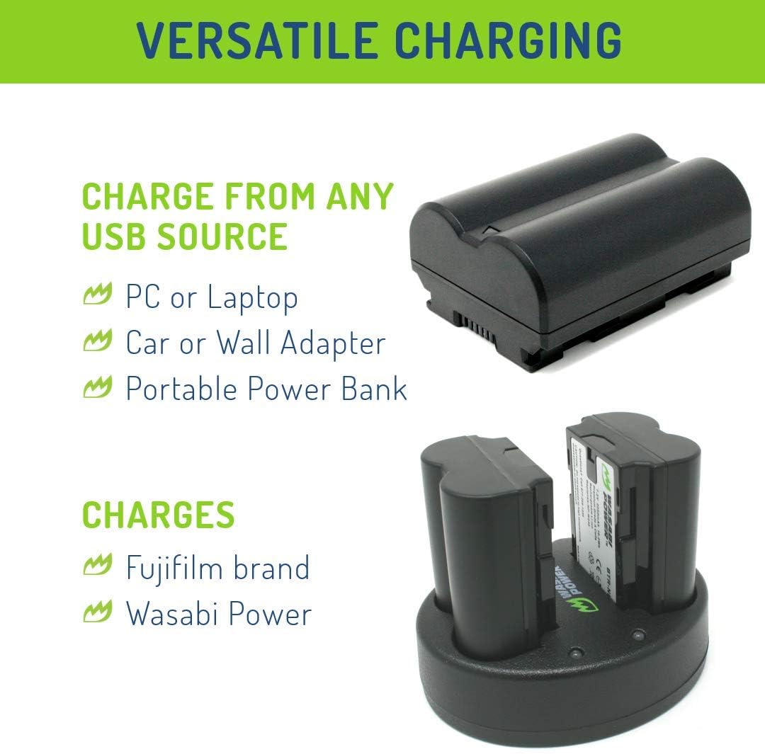 Wasabi Power Battery (2-Pack) & Dual Charger for Fujifilm NP-W235 V5551