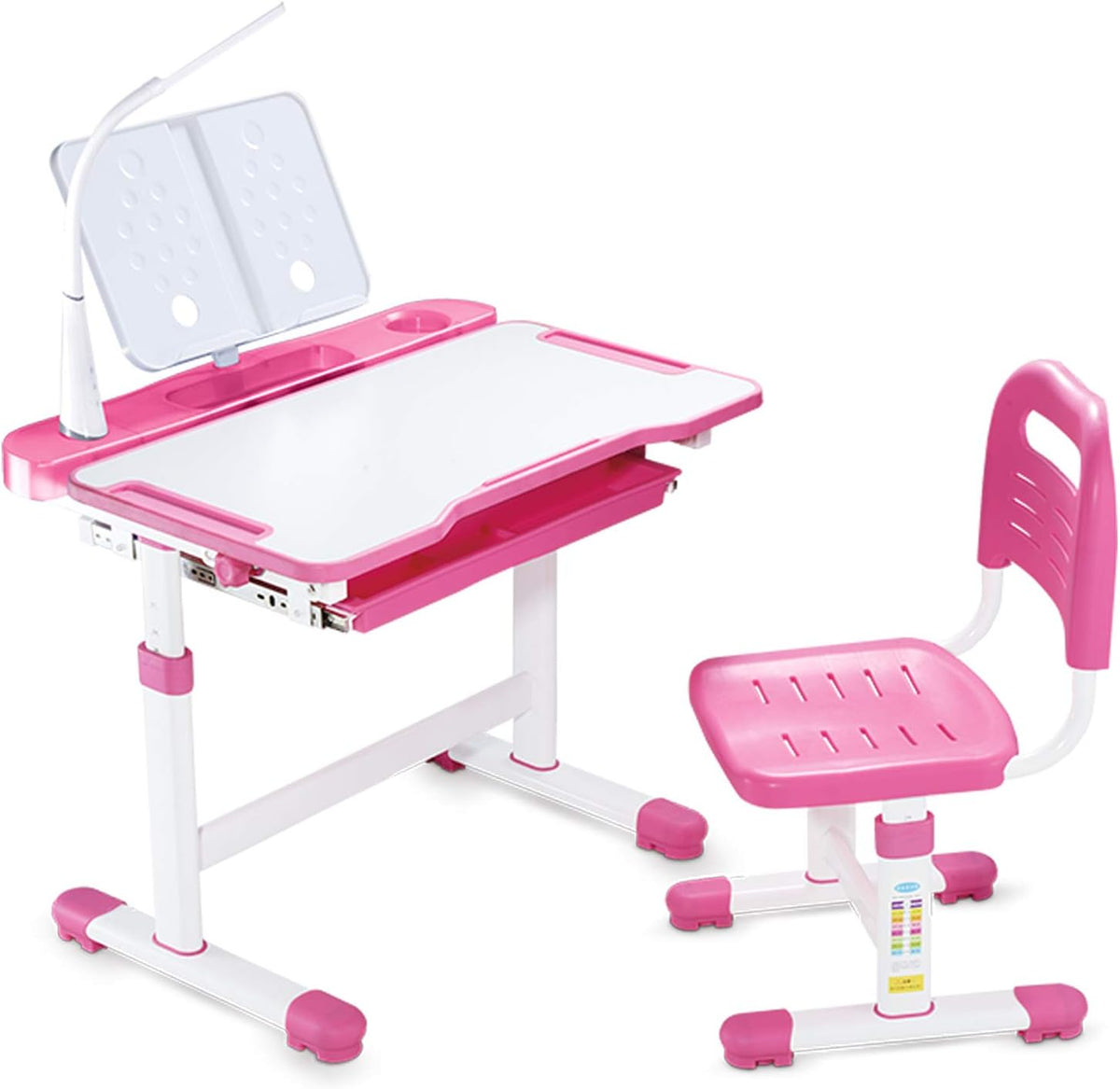 Pink Adjustable Height Kids Desk and Chair Set with Drawer Storage D511521