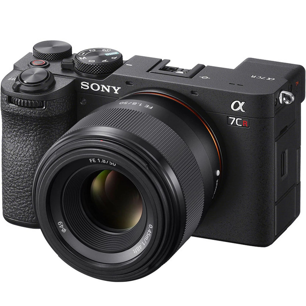 Sony a7CR Full Frame Mirrorless Camera Body + 50mm F1.8 Lens Black Bundle with Photography Backpack + Extra Battery + Microphone + LED + Monopod & Accessories Kit V343528