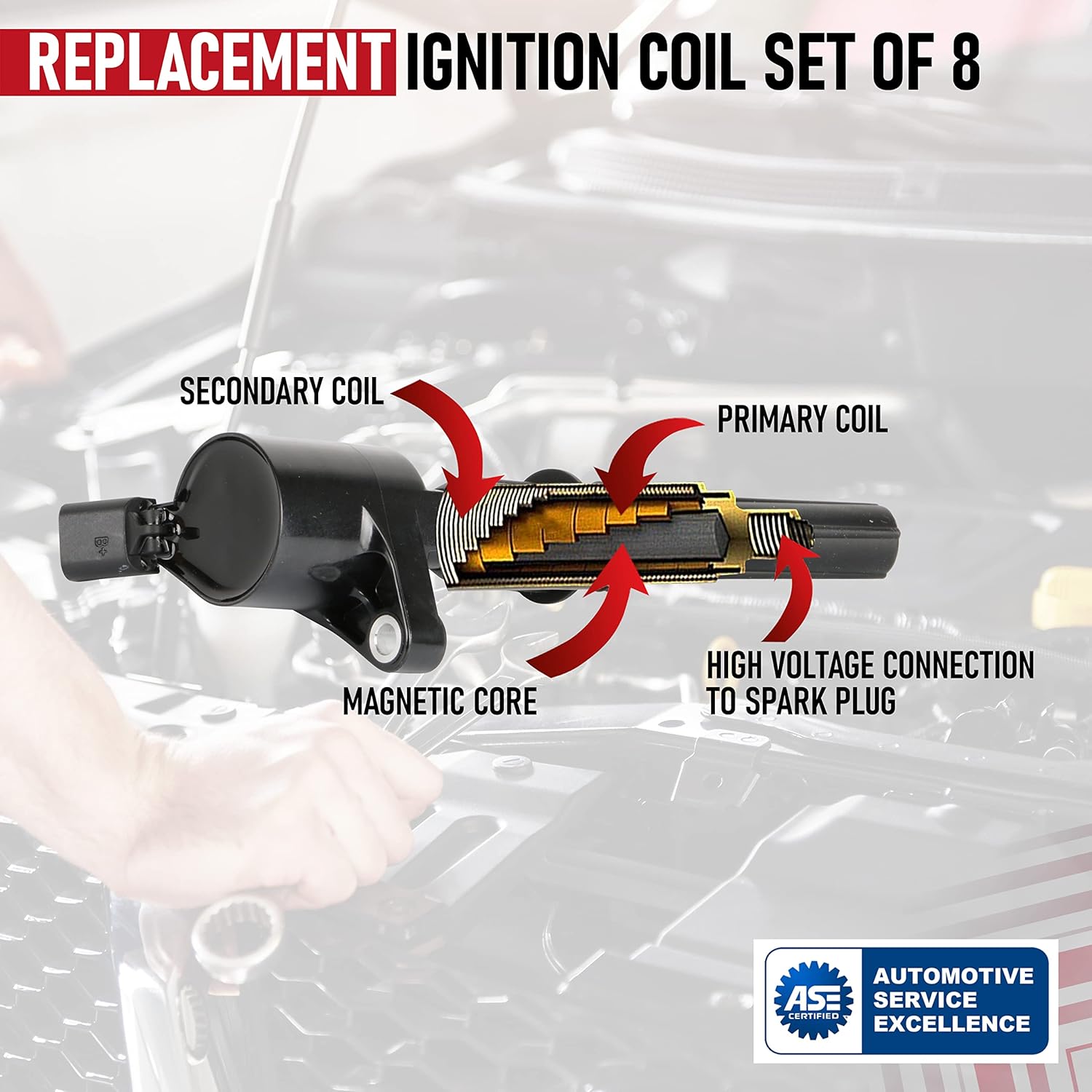 Ignition Coil Pack Set of 8 for 4.6L, 5.4L, 6.0L, 6.8L P854201